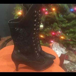 Black Lace and Leather boots